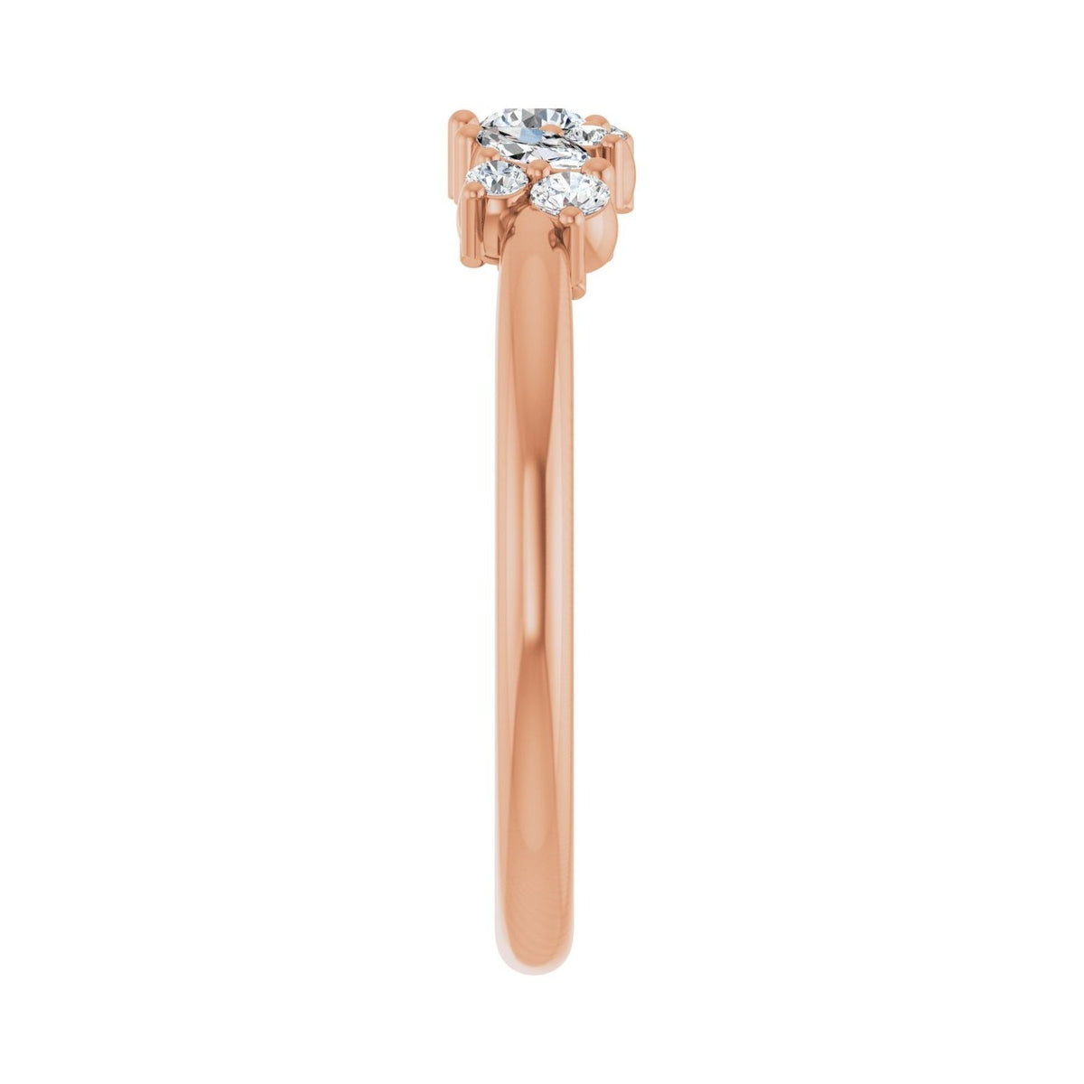 Sapphire Row Natural Diamond Mixed-Shape Cluster Ring - 14K Rose Gold (view 4)