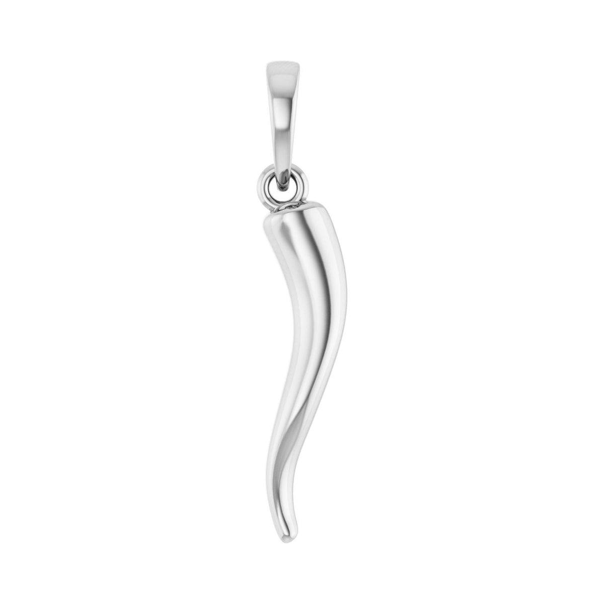 Sapphire Row Gold Italian Horn Pendant - 14K White Gold, 23.9 × 4.5 mm