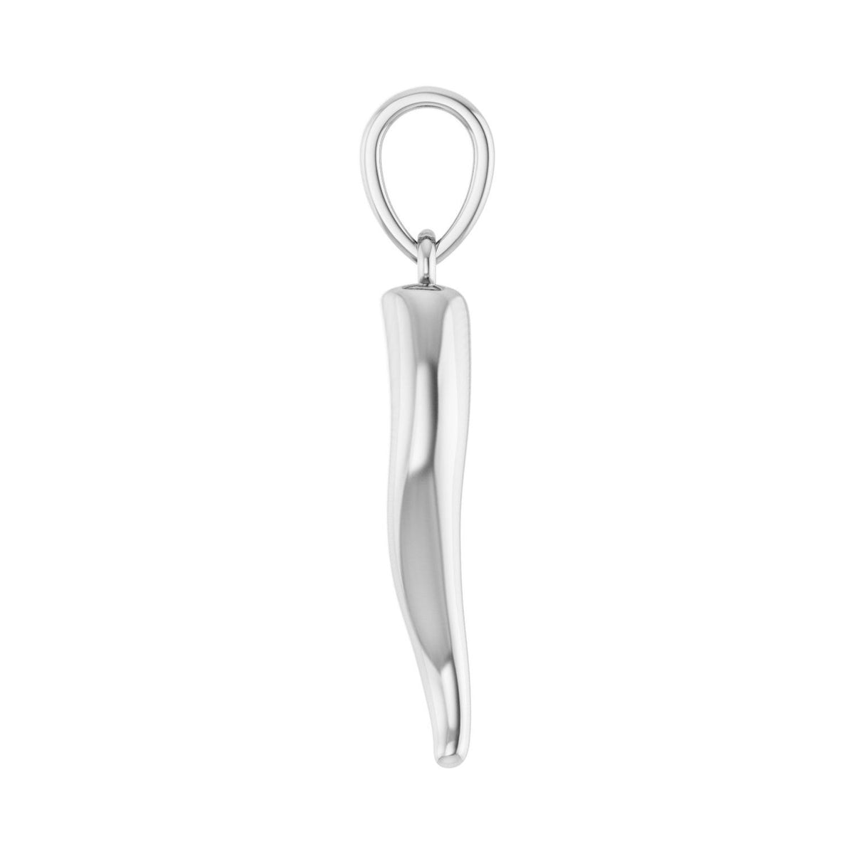 Sapphire Row Gold Italian Horn Pendant - 14K White Gold, 23.9 × 4.5 mm (view 3)