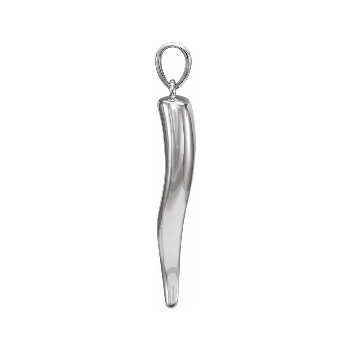 Sapphire Row Gold Italian Horn Pendant - 14K White Gold, 36.6 × 8.7 mm (view 2)