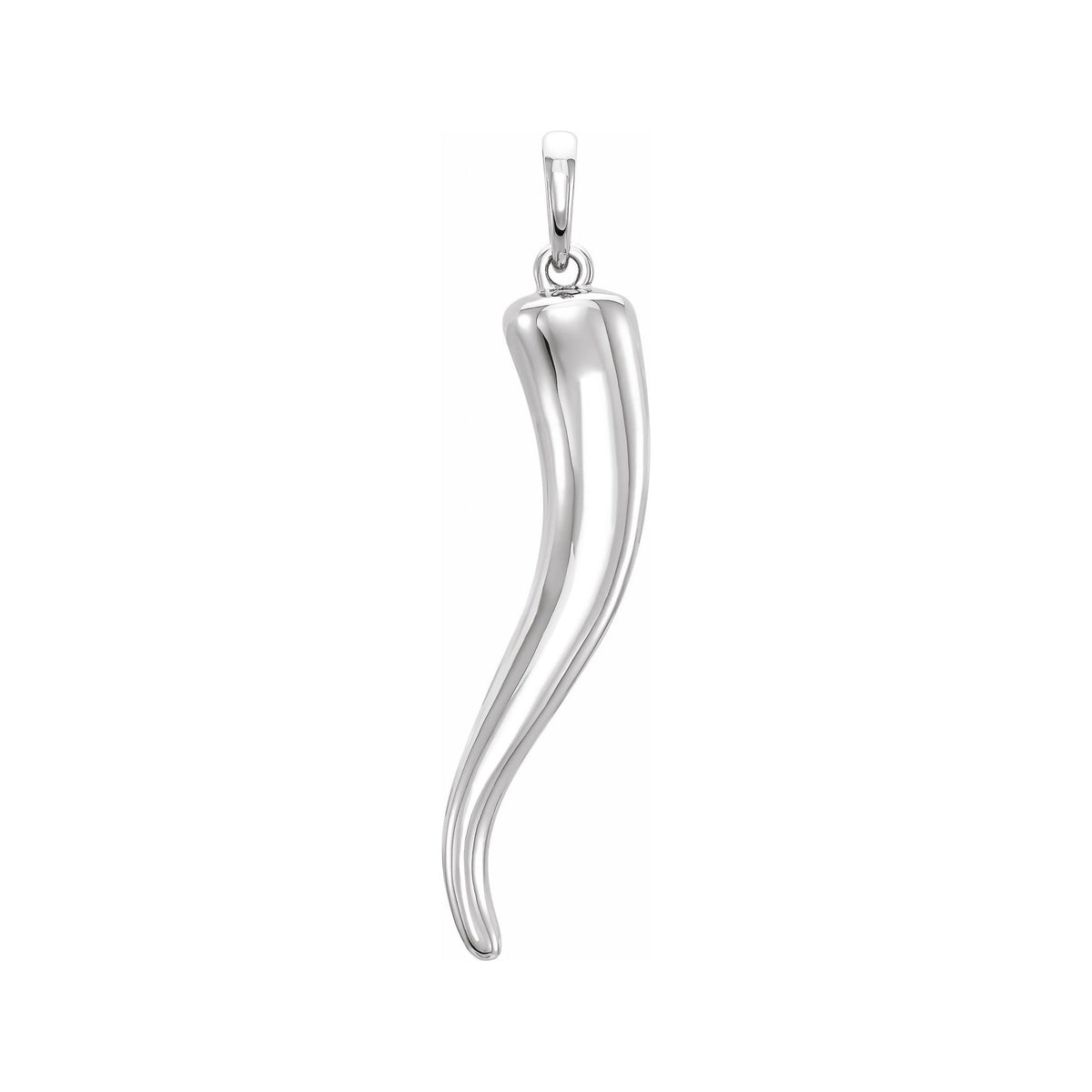 Sapphire Row Gold Italian Horn Pendant - 14K White Gold