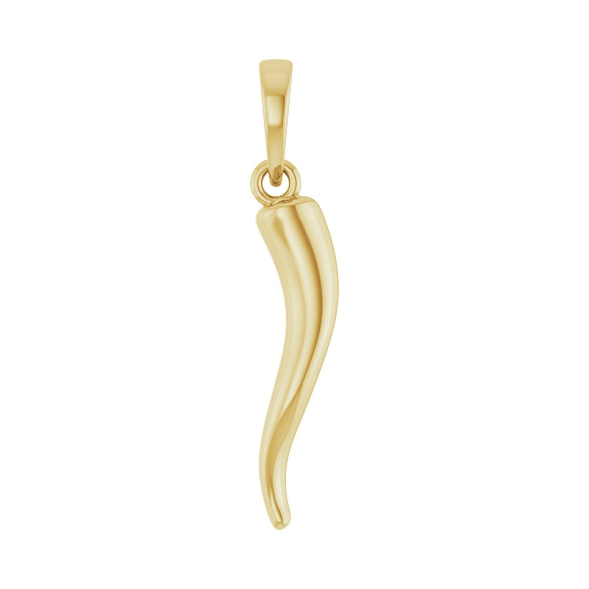 Sapphire Row Gold Italian Horn Pendant - 14K Yellow Gold, 23.9 × 4.5 mm