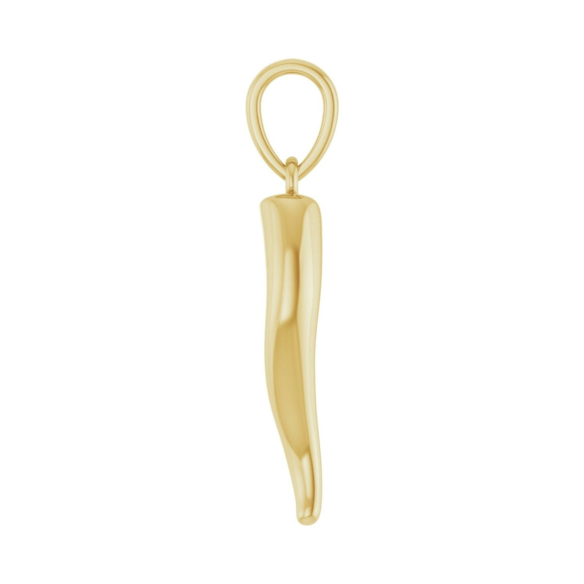 Sapphire Row Gold Italian Horn Pendant - 14K Yellow Gold, 23.9 × 4.5 mm (view 3)