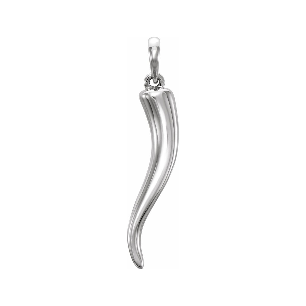 Sapphire Row Gold Italian Horn Pendant - 14K White Gold, 30.7 × 7 mm