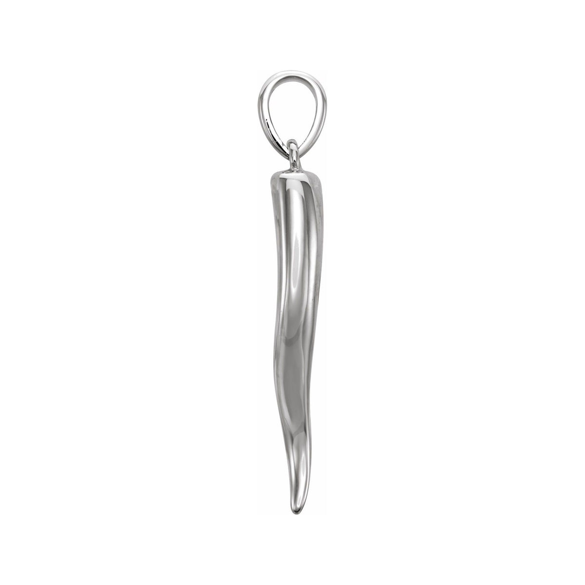 Sapphire Row Gold Italian Horn Pendant - 14K White Gold, 30.7 × 7 mm (view 2)