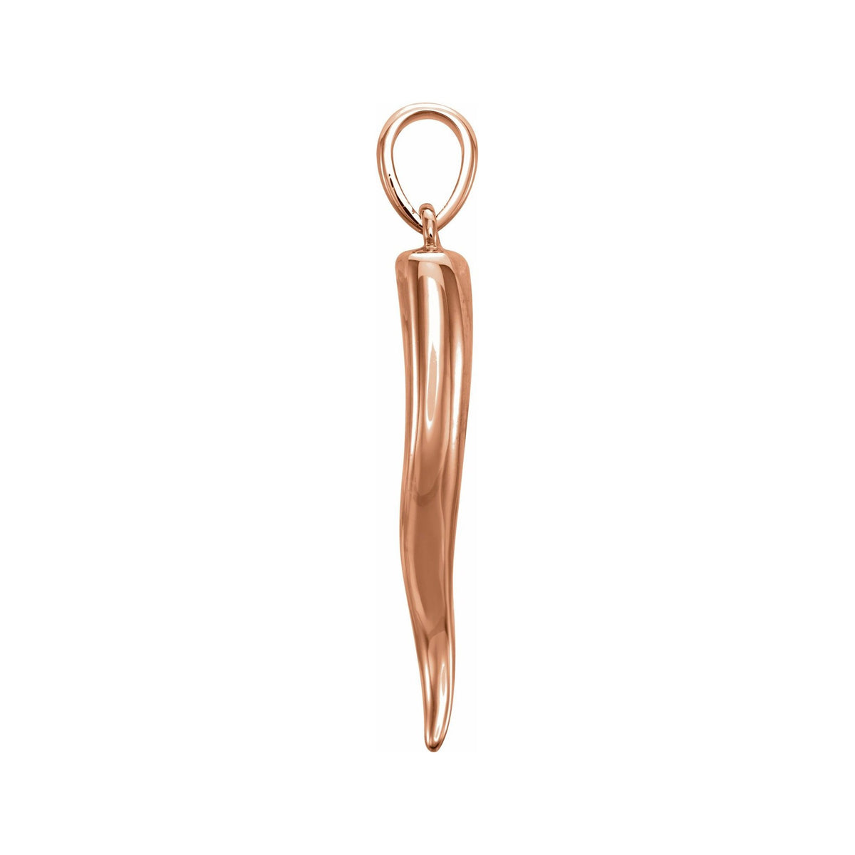 Sapphire Row Gold Italian Horn Pendant - 14K Rose Gold, 30.7 × 7 mm (view 2)
