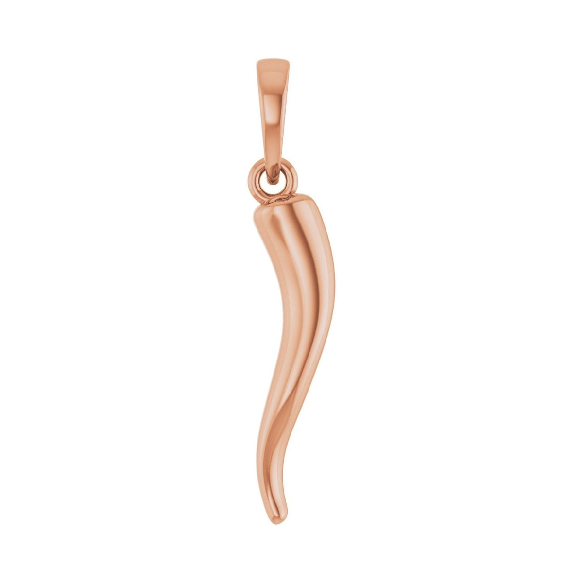 Sapphire Row Gold Italian Horn Pendant - 14K Rose Gold, 23.9 × 4.5 mm