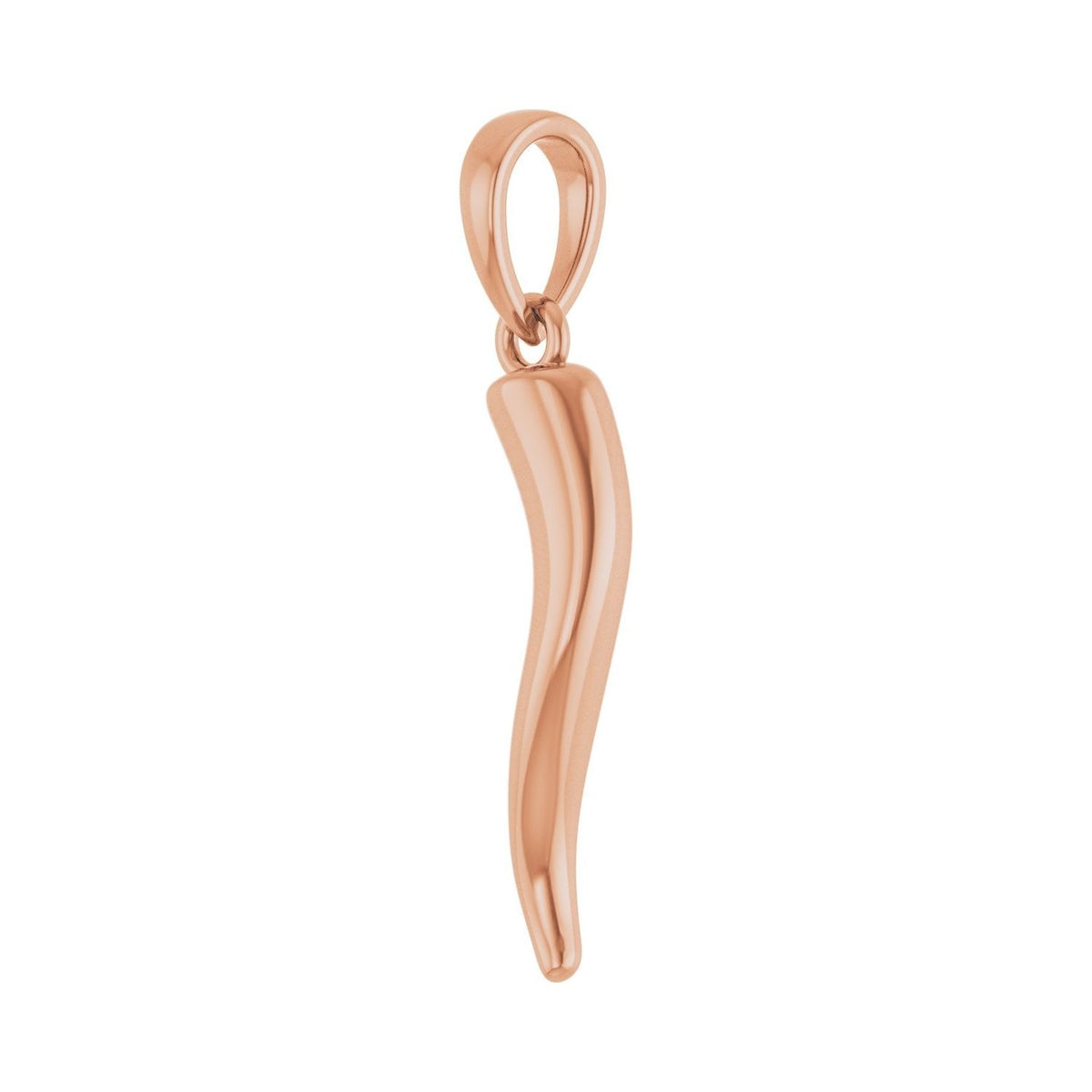 Sapphire Row Gold Italian Horn Pendant - 14K Rose Gold, 23.9 × 4.5 mm (view 2)