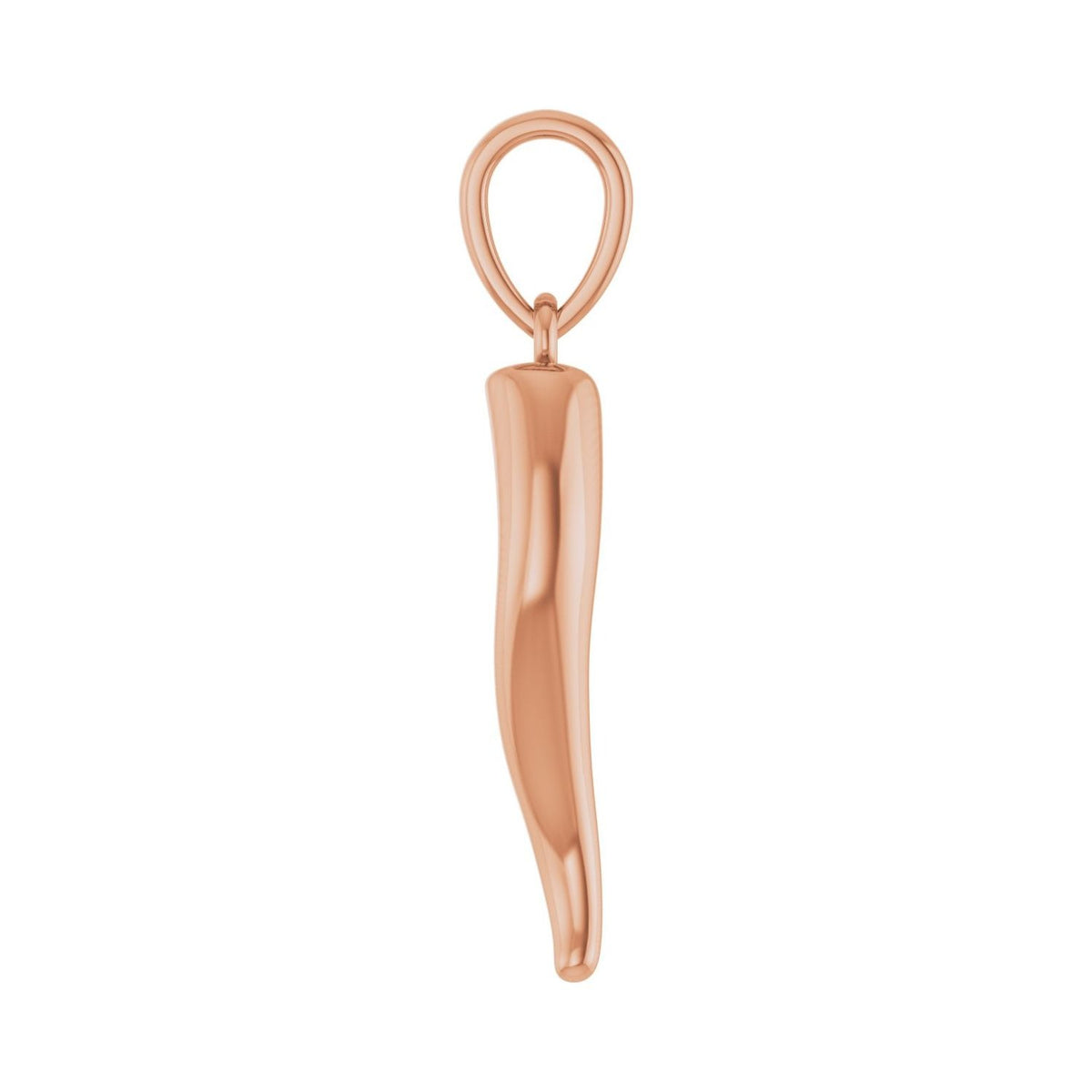 Sapphire Row Gold Italian Horn Pendant - 14K Rose Gold, 23.9 × 4.5 mm (view 3)