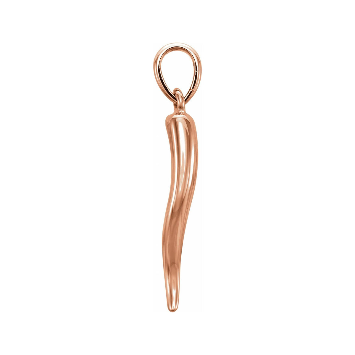 Sapphire Row Gold Italian Horn Pendant - 14K Rose Gold, 36.6 × 8.7 mm (view 2)