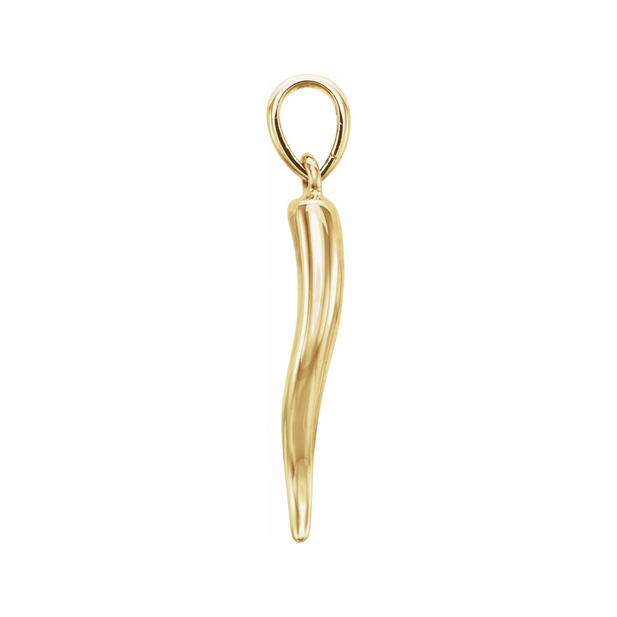 Sapphire Row Gold Italian Horn Pendant - 14K Yellow Gold, 26.7 × 6 mm (view 2)