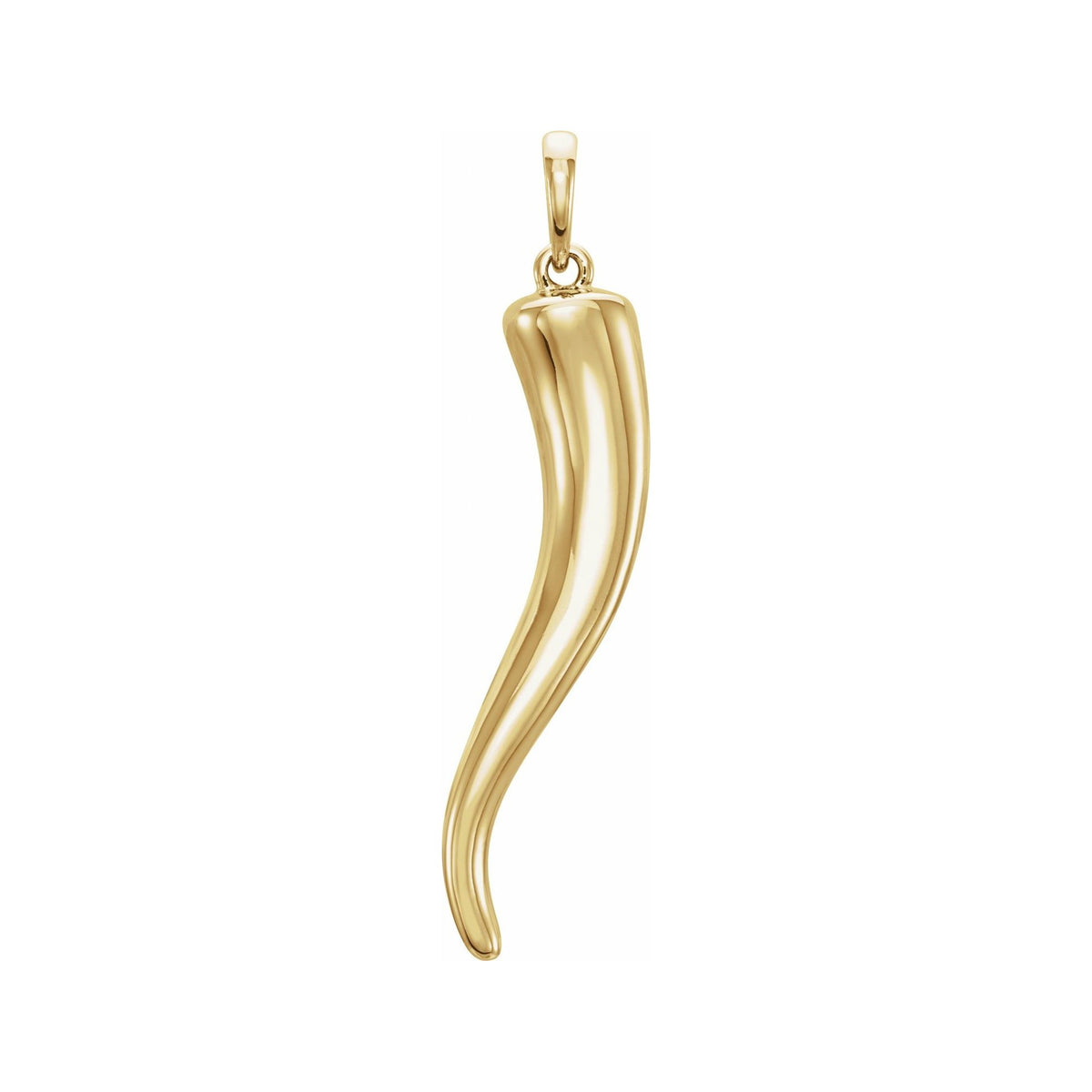 Sapphire Row Gold Italian Horn Pendant - 14K Yellow Gold