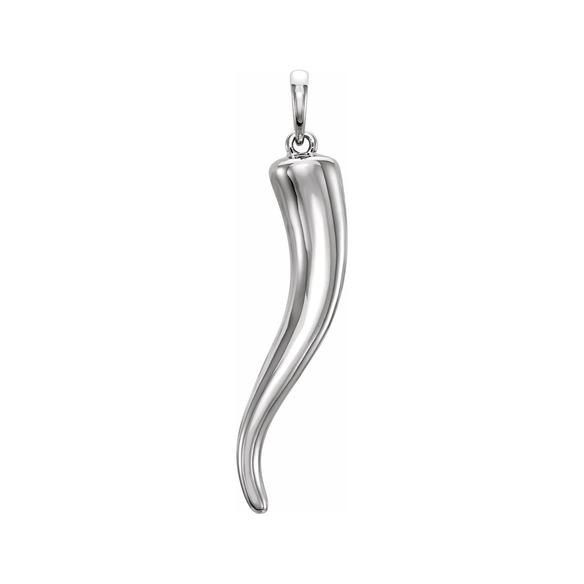 Sapphire Row Gold Italian Horn Pendant - Platinum, 36.6 × 8.7 mm
