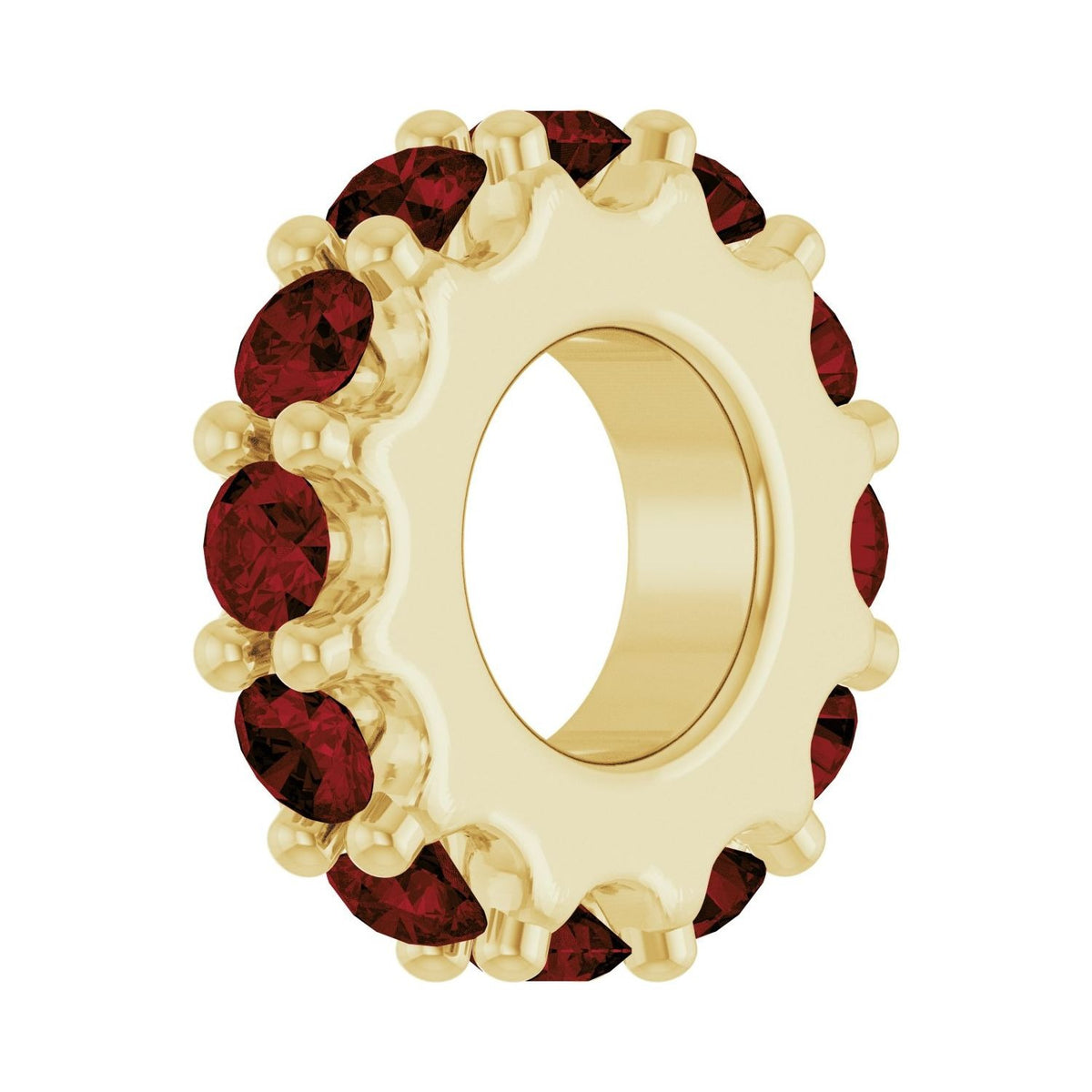 Sapphire Row Natural Gemstone Spacer Charm - Mozambique Garnet, 14K Yellow Gold (view 2)