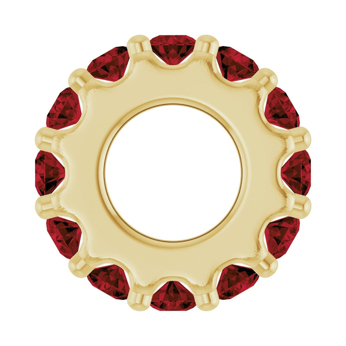 Sapphire Row Natural Gemstone Spacer Charm - Mozambique Garnet, 14K Yellow Gold (view 3)