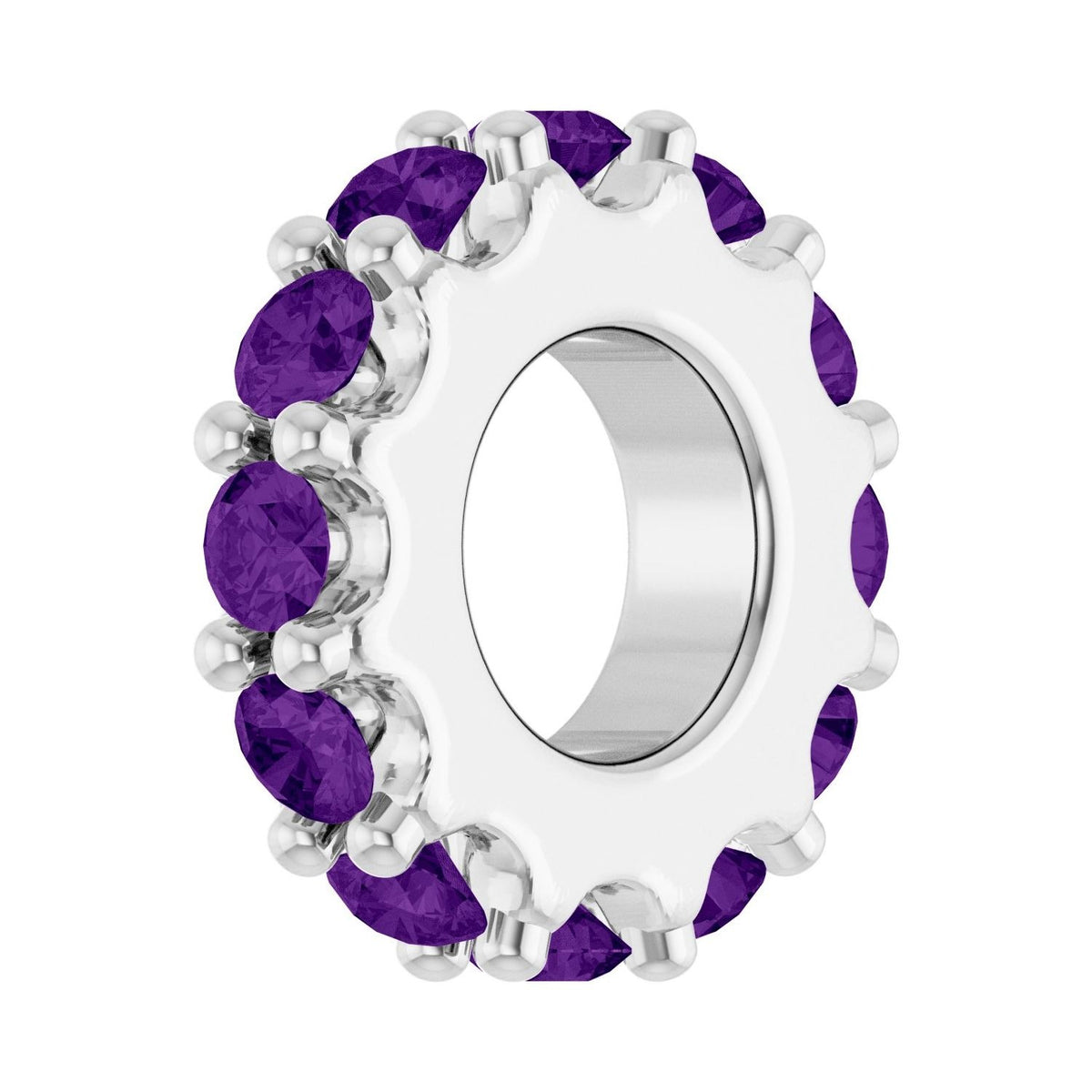 Sapphire Row Natural Gemstone Spacer Charm - Amethyst, Platinum (view 2)