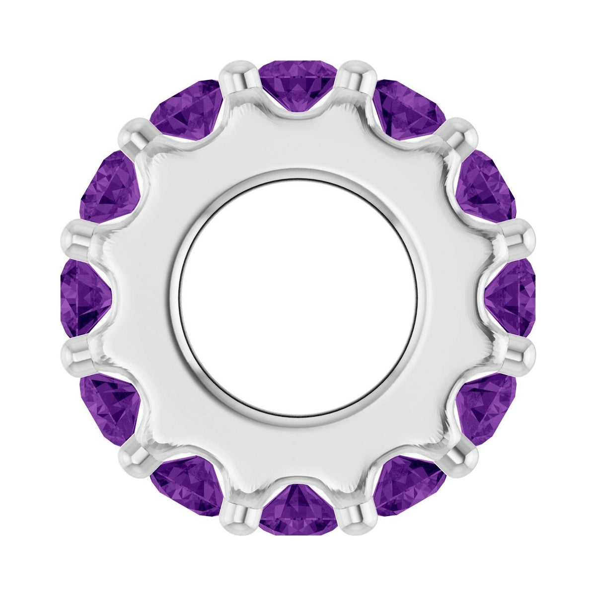 Sapphire Row Natural Gemstone Spacer Charm - Amethyst, Platinum (view 3)