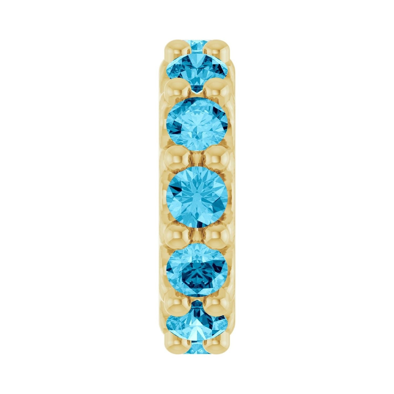 Sapphire Row Natural Gemstone Spacer Charm - Aquamarine, 14K Yellow Gold