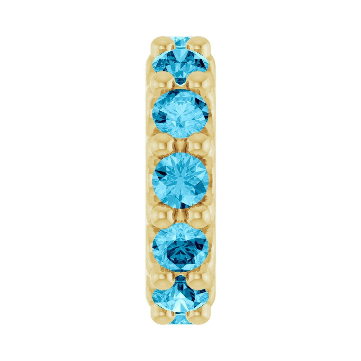 Sapphire Row Natural Gemstone Spacer Charm - Aquamarine, 14K Yellow Gold