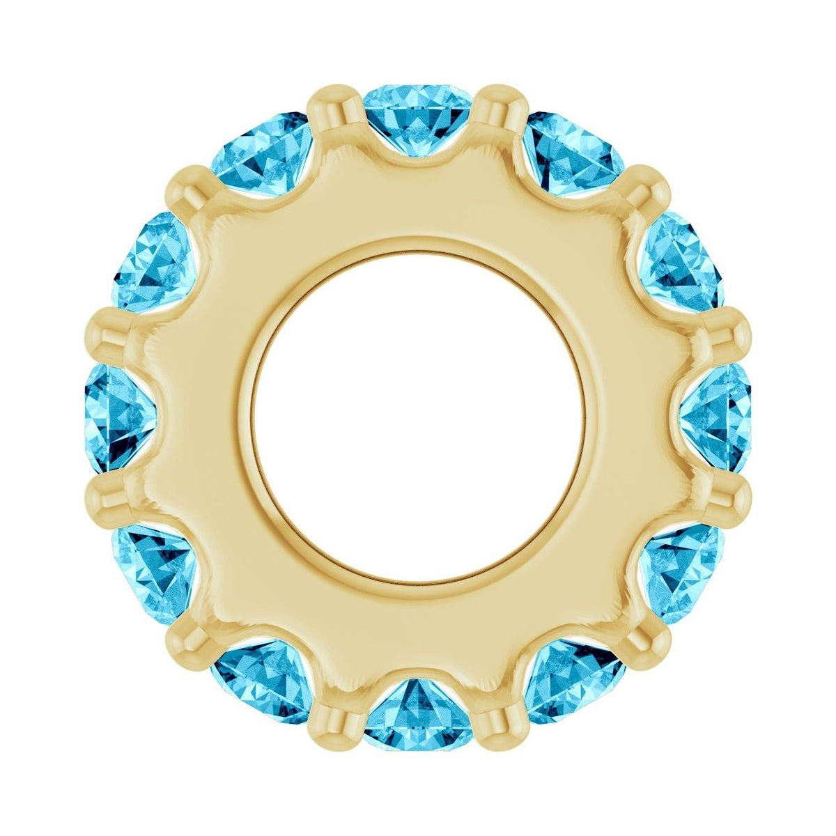 Sapphire Row Natural Gemstone Spacer Charm - Aquamarine, 14K Yellow Gold (view 3)