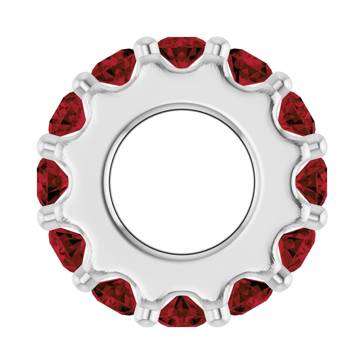 Sapphire Row Natural Gemstone Spacer Charm - Mozambique Garnet, Platinum (view 3)