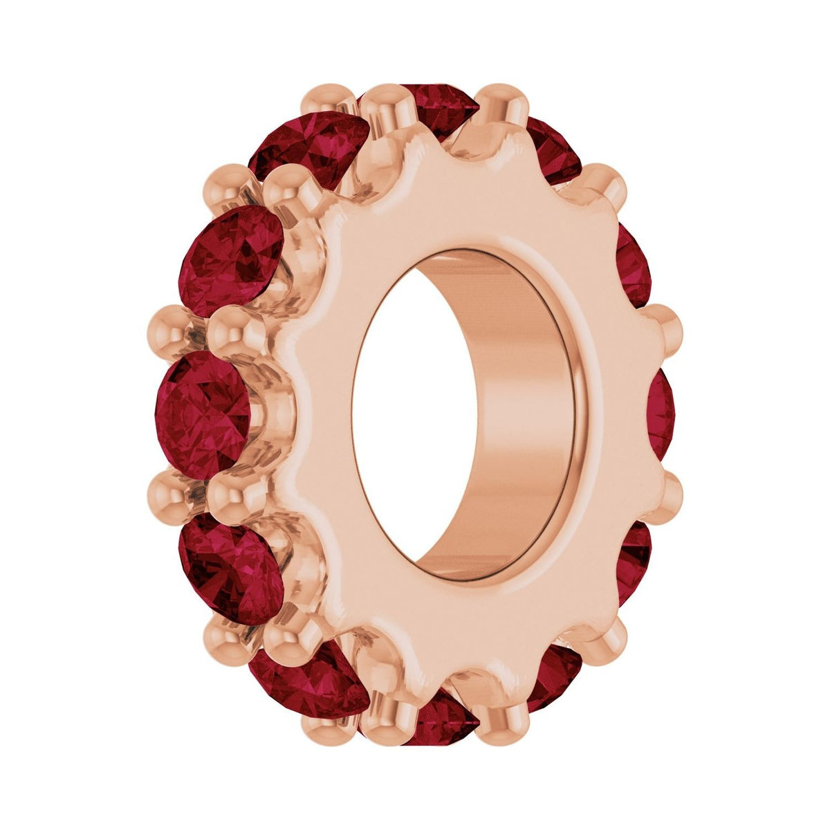 Sapphire Row Natural Gemstone Spacer Charm - Ruby, 14K Rose Gold (view 2)
