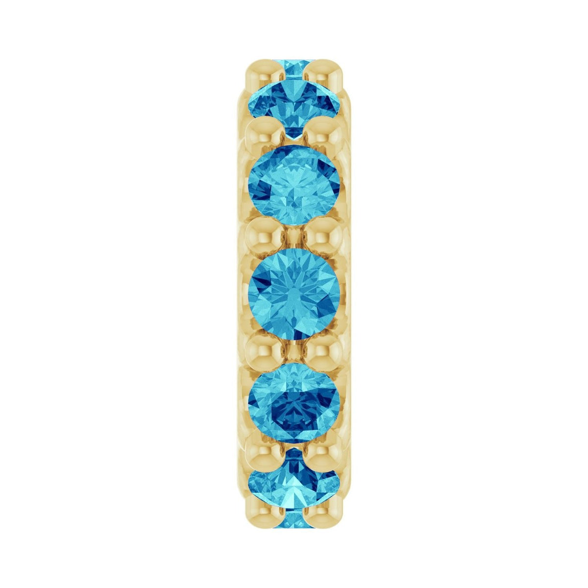 Sapphire Row Natural Gemstone Spacer Charm - Blue Zircon, 14K Yellow Gold