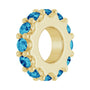 Sapphire Row Natural Gemstone Spacer Charm - Blue Zircon, 14K Yellow Gold (view 2)