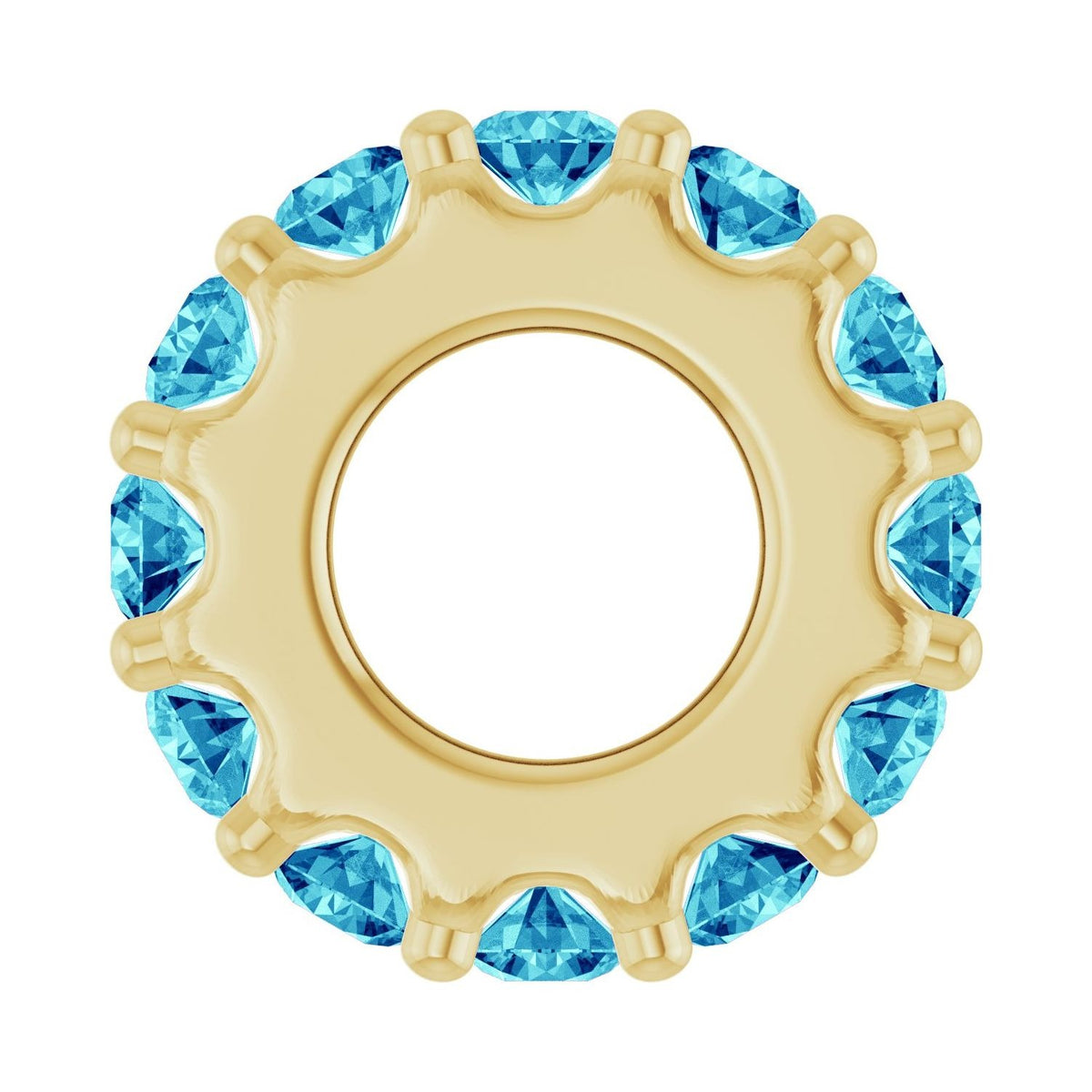 Sapphire Row Natural Gemstone Spacer Charm - Blue Zircon, 14K Yellow Gold (view 3)