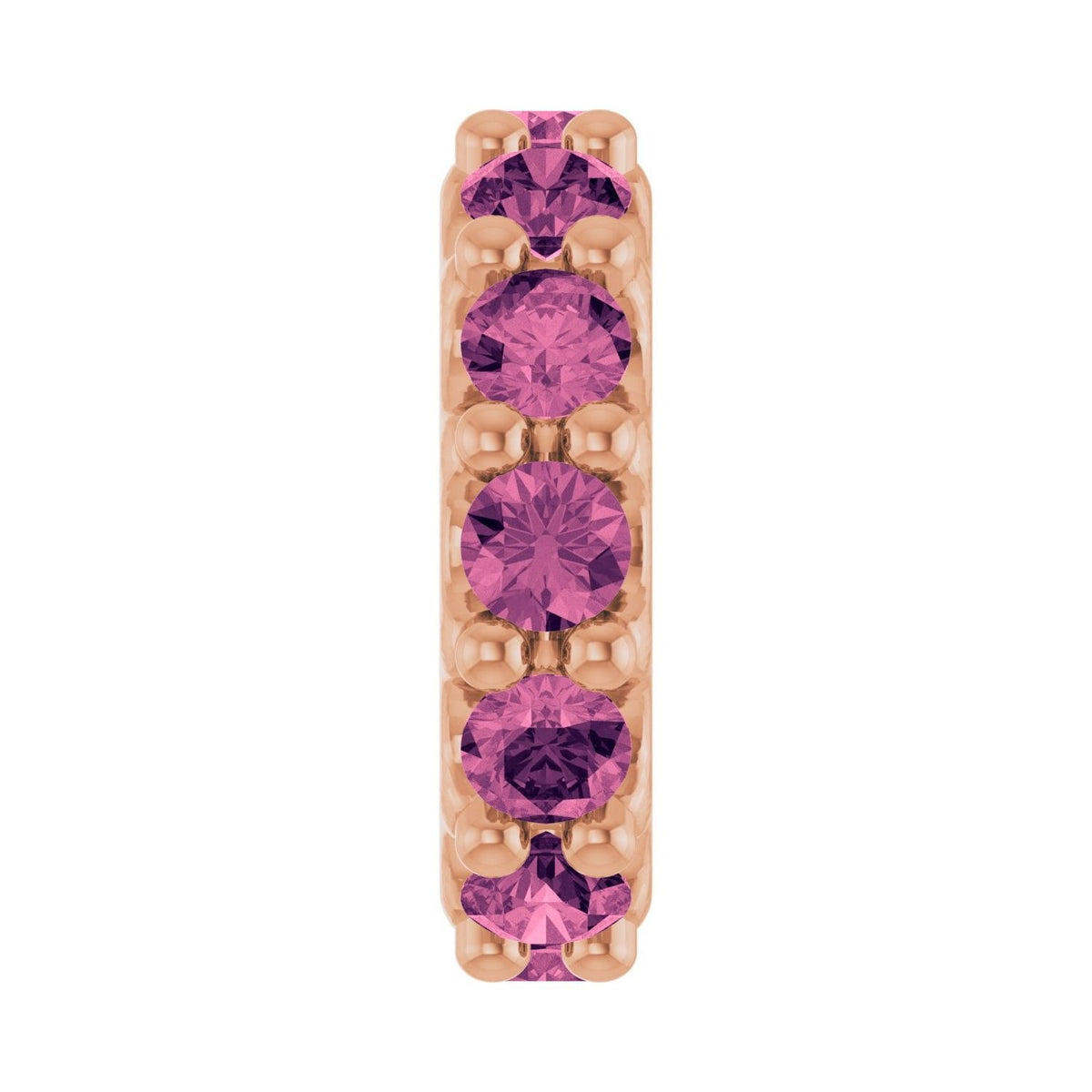 Sapphire Row Natural Gemstone Spacer Charm - Pink Tourmaline, 14K Rose Gold