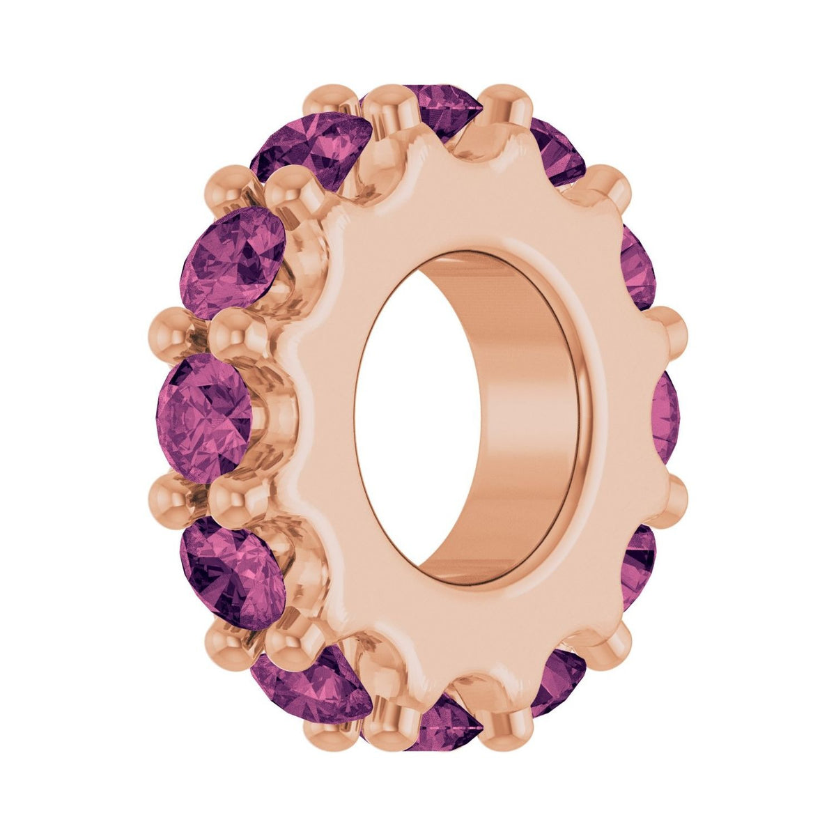 Sapphire Row Natural Gemstone Spacer Charm - Pink Tourmaline, 14K Rose Gold (view 2)