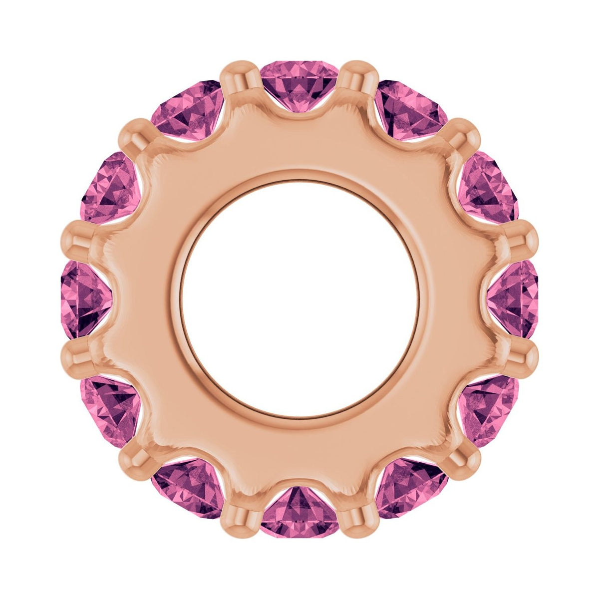 Sapphire Row Natural Gemstone Spacer Charm - Pink Tourmaline, 14K Rose Gold (view 3)