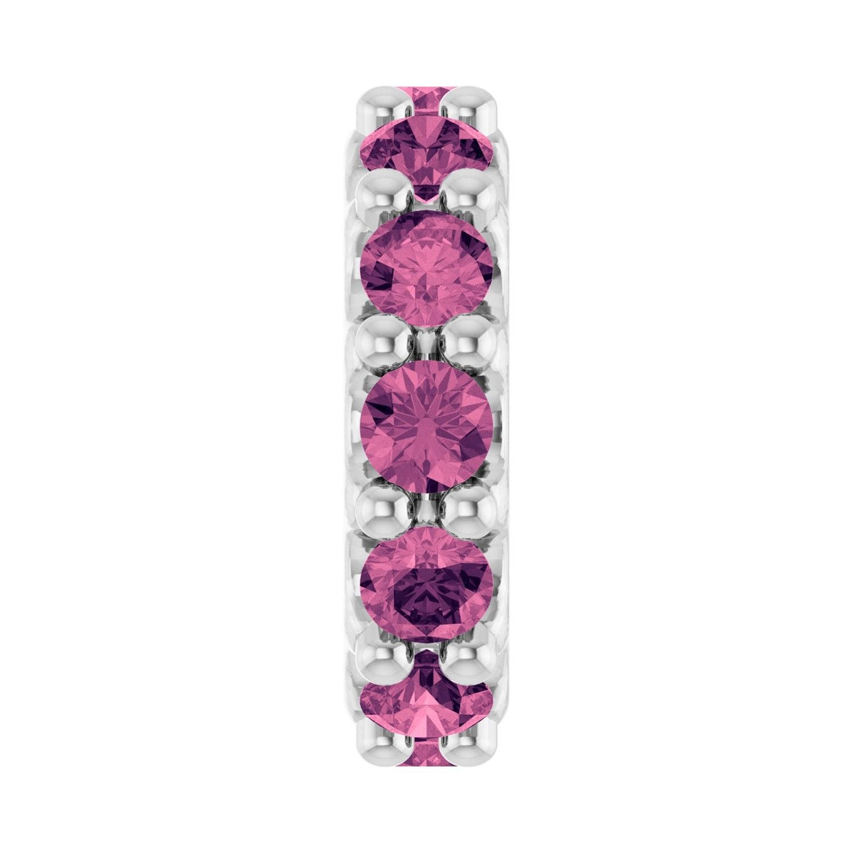 Sapphire Row Natural Gemstone Spacer Charm - Pink Tourmaline, 14K White Gold