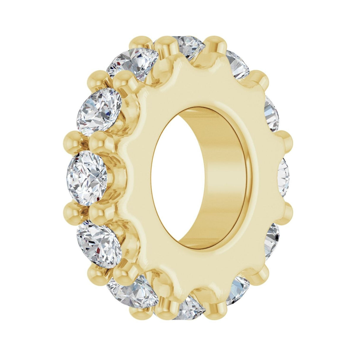 Sapphire Row Natural Gemstone Spacer Charm - White Sapphire, 14K Yellow Gold (view 2)