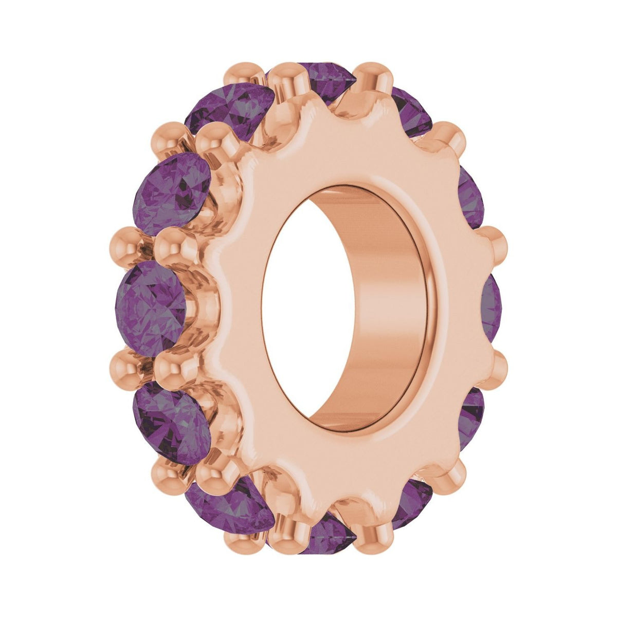 Sapphire Row Natural Gemstone Spacer Charm - Alexandrite, 14K Rose Gold (view 2)