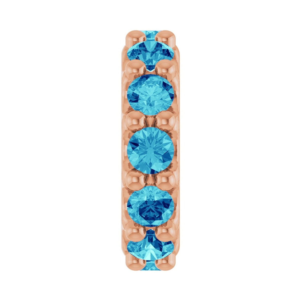 Sapphire Row Natural Gemstone Spacer Charm - Blue Zircon, 14K Rose Gold