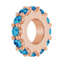 Sapphire Row Natural Gemstone Spacer Charm - Blue Zircon, 14K Rose Gold (view 2)