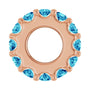 Sapphire Row Natural Gemstone Spacer Charm - Blue Zircon, 14K Rose Gold (view 3)
