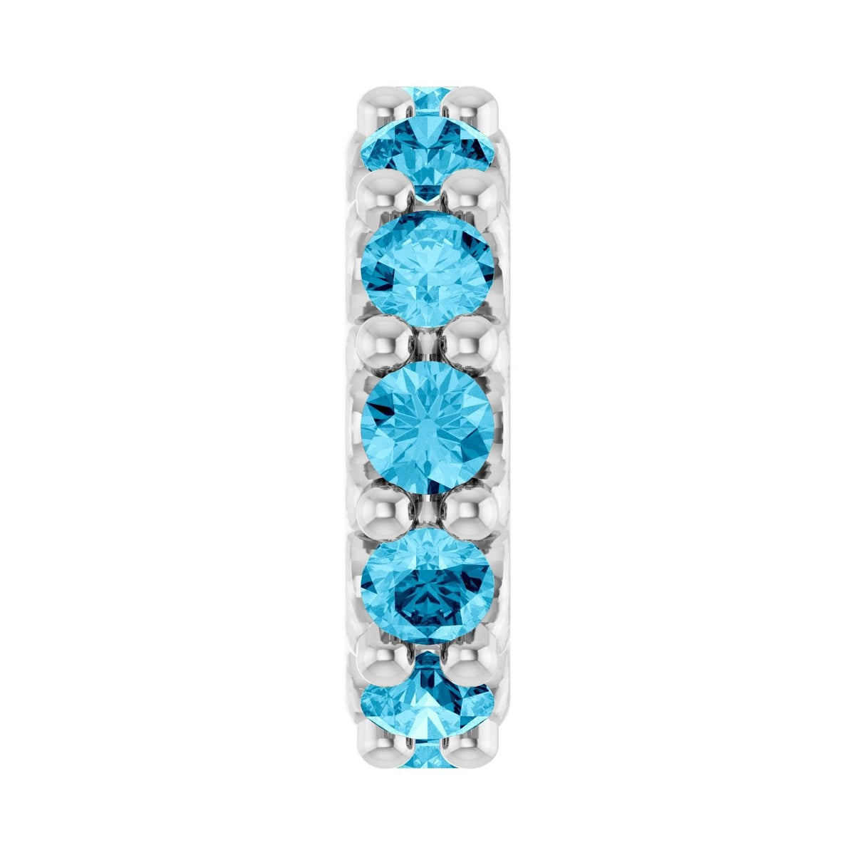 Sapphire Row Natural Gemstone Spacer Charm - Aquamarine, Platinum