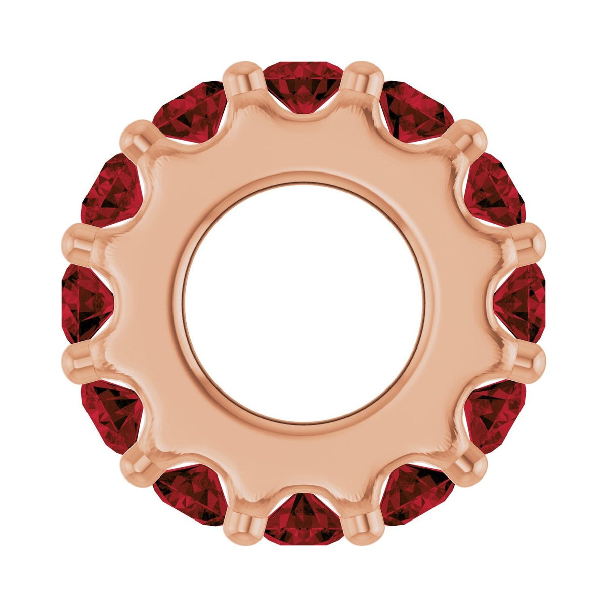 Sapphire Row Natural Gemstone Spacer Charm - Mozambique Garnet, 14K Rose Gold (view 3)