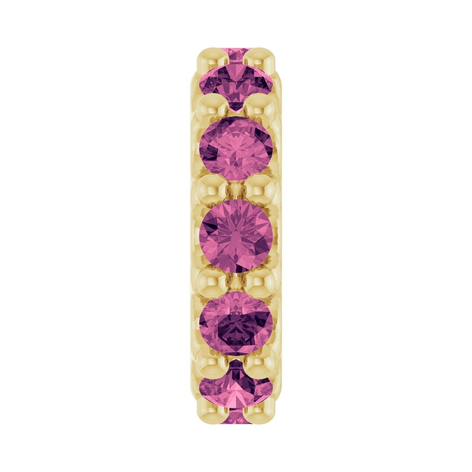Sapphire Row Natural Gemstone Spacer Charm - Pink Tourmaline, 14K Yellow Gold