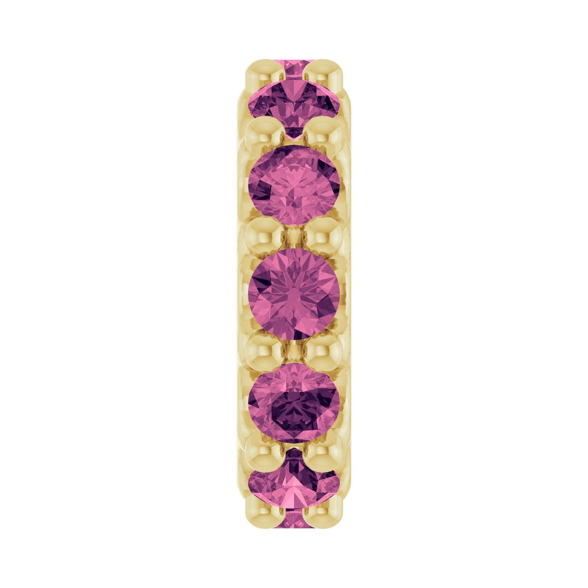 Sapphire Row Natural Gemstone Spacer Charm - Pink Tourmaline, 14K Yellow Gold
