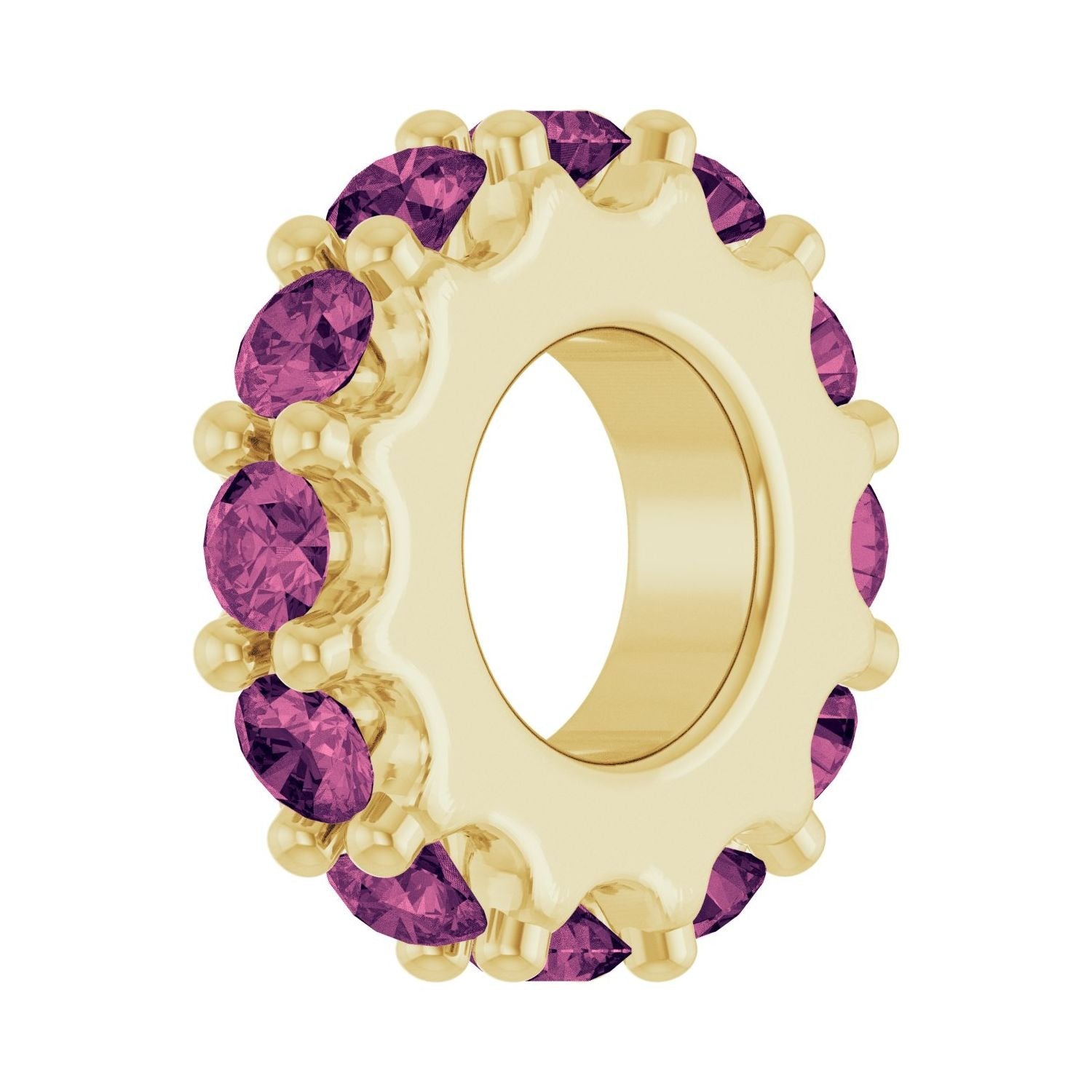 Sapphire Row Natural Gemstone Spacer Charm - Pink Tourmaline, 14K Yellow Gold (view 2)