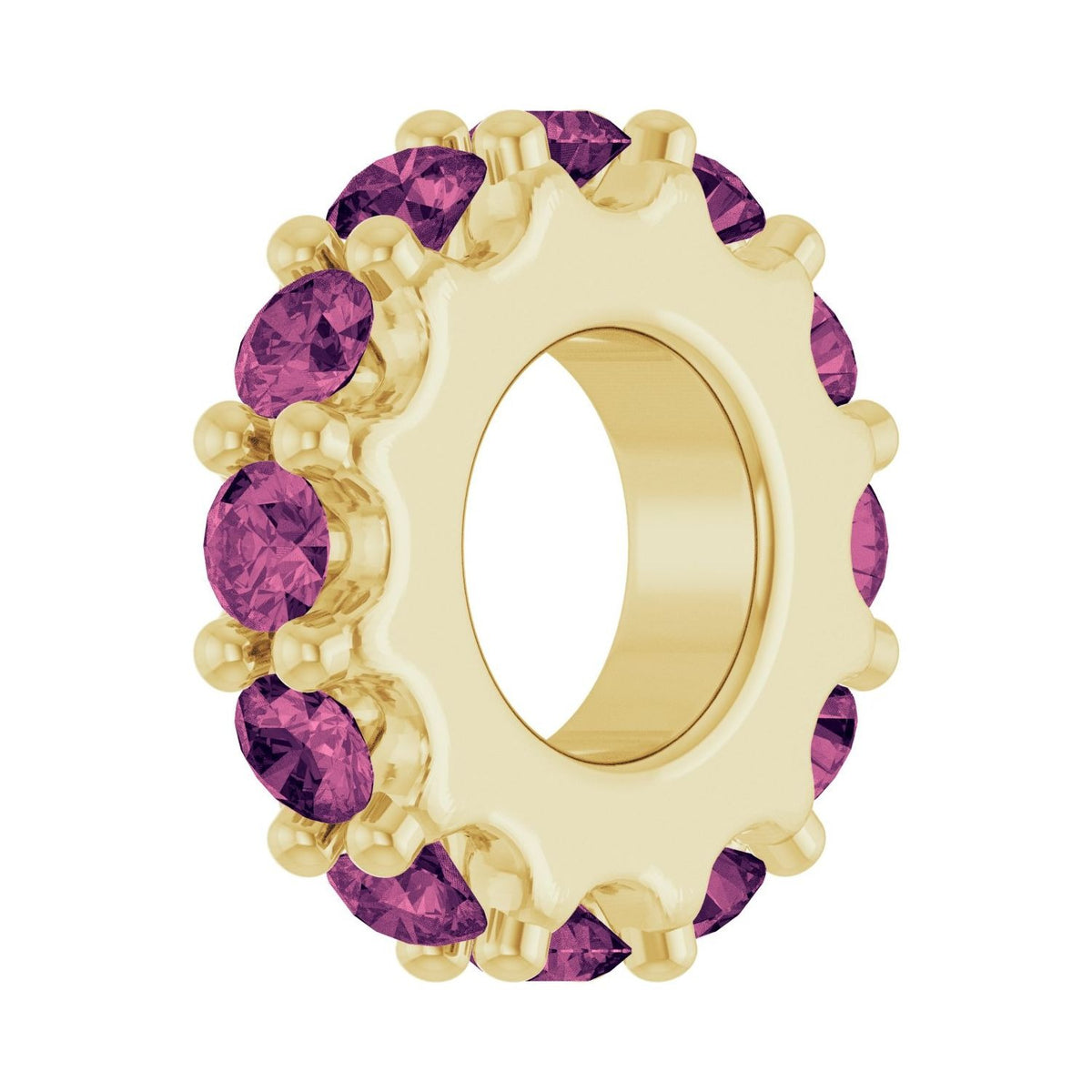 Sapphire Row Natural Gemstone Spacer Charm - Pink Tourmaline, 14K Yellow Gold (view 2)