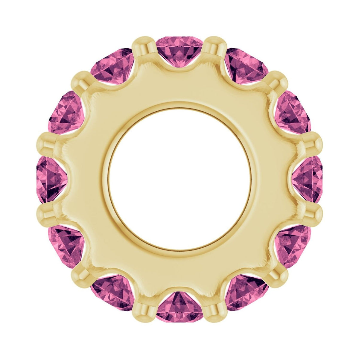 Sapphire Row Natural Gemstone Spacer Charm - Pink Tourmaline, 14K Yellow Gold (view 3)