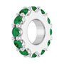 Sapphire Row Natural Gemstone Spacer Charm - Emerald, Platinum (view 2)
