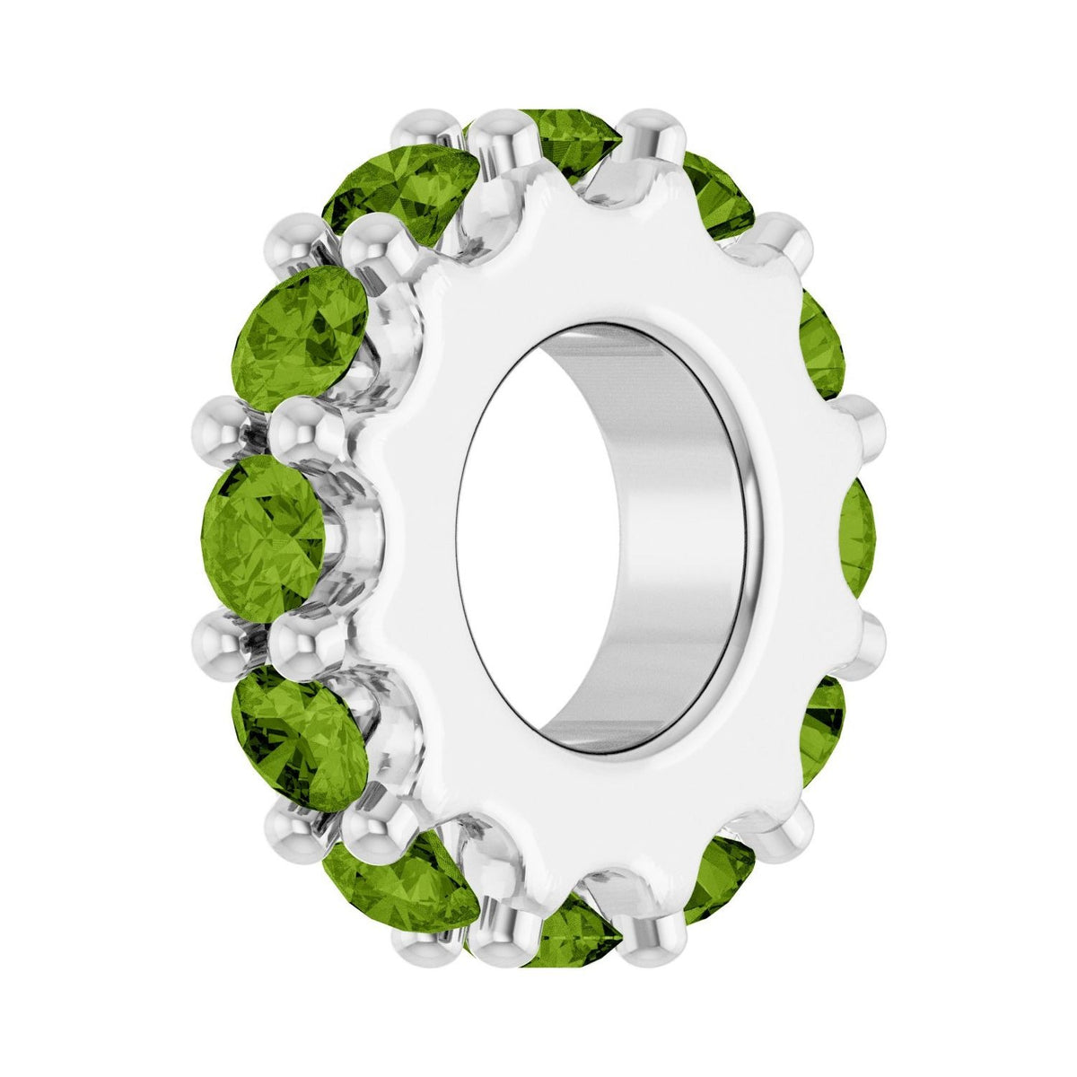 Sapphire Row Natural Gemstone Spacer Charm - Peridot, Platinum (view 2)