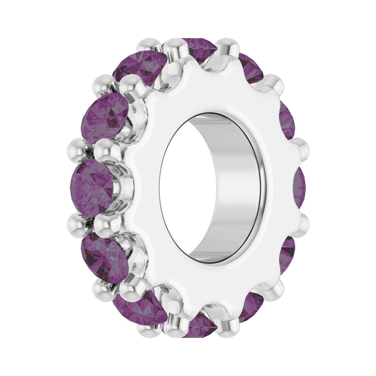 Sapphire Row Natural Gemstone Spacer Charm - Alexandrite, Platinum (view 2)