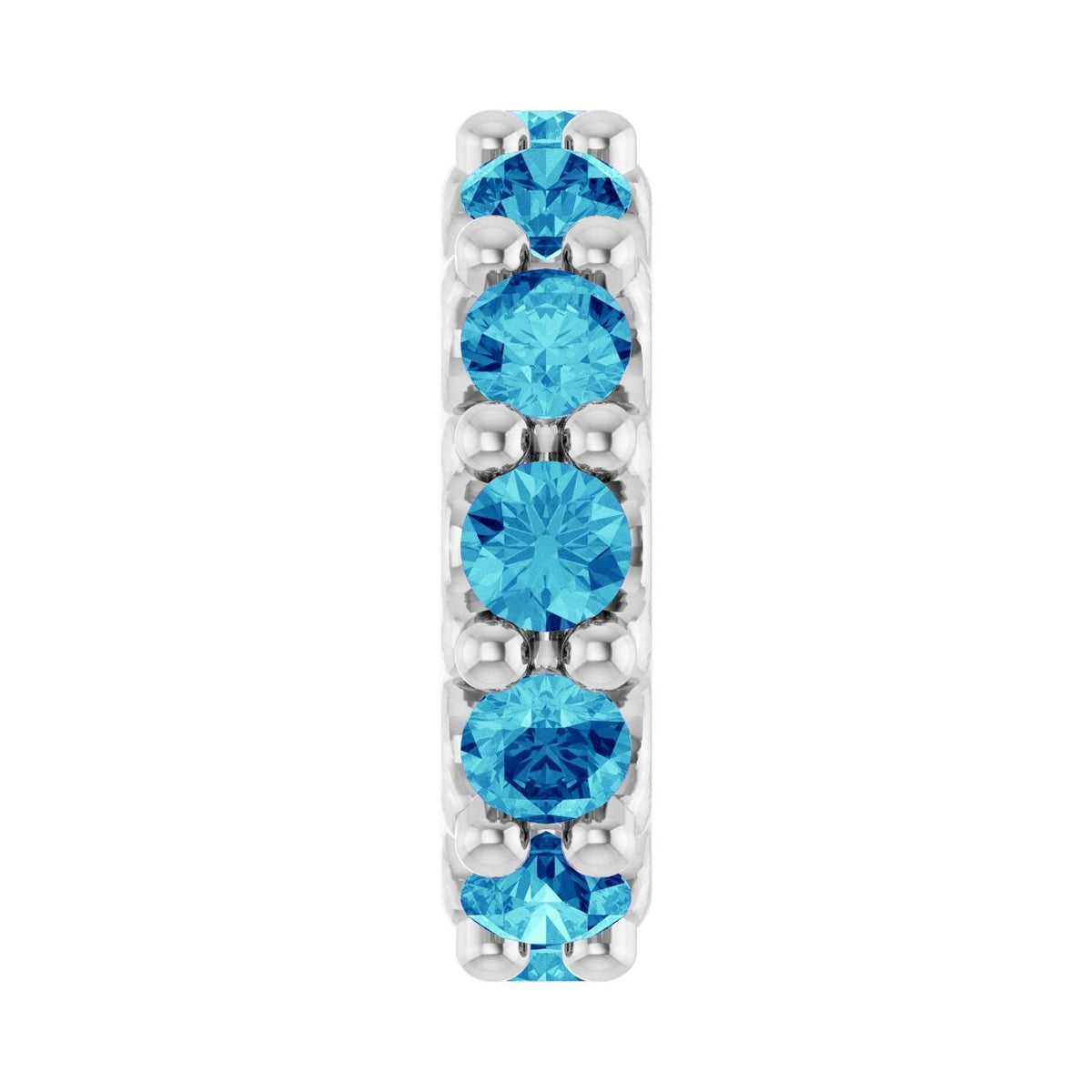 Sapphire Row Natural Gemstone Spacer Charm - Blue Zircon, Platinum