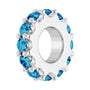 Sapphire Row Natural Gemstone Spacer Charm - Blue Zircon, Platinum (view 2)